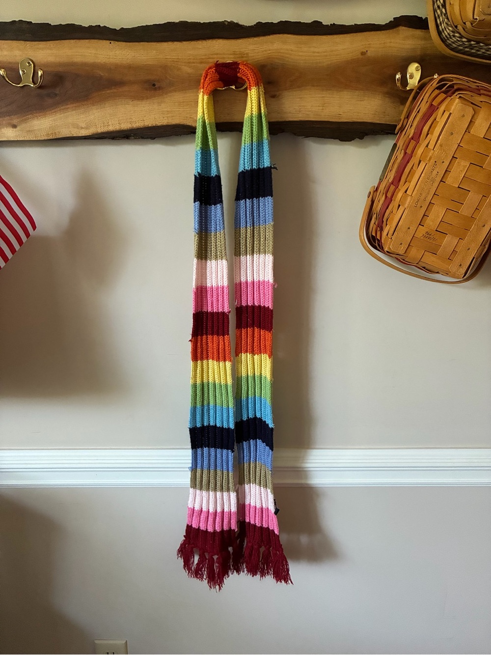 Vintage Crazy Stripe Scarf 90s Y2K Rainbow Colorful Rory Gilmore